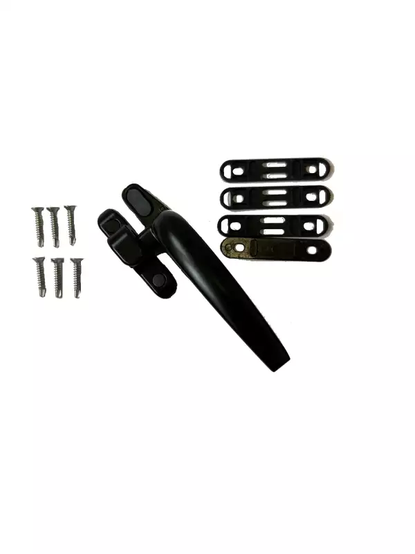 Window handle including screws, black mat